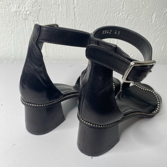 Ma & Lo Italy studded black heeled sandals open toe size 41 (10.5) - Picture 6 of 11